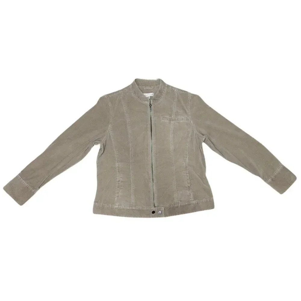 COLDWATER CREEK WOMEN'S TAN FAUX SUEDE JACKET SIZE 14 COTTON SPAN